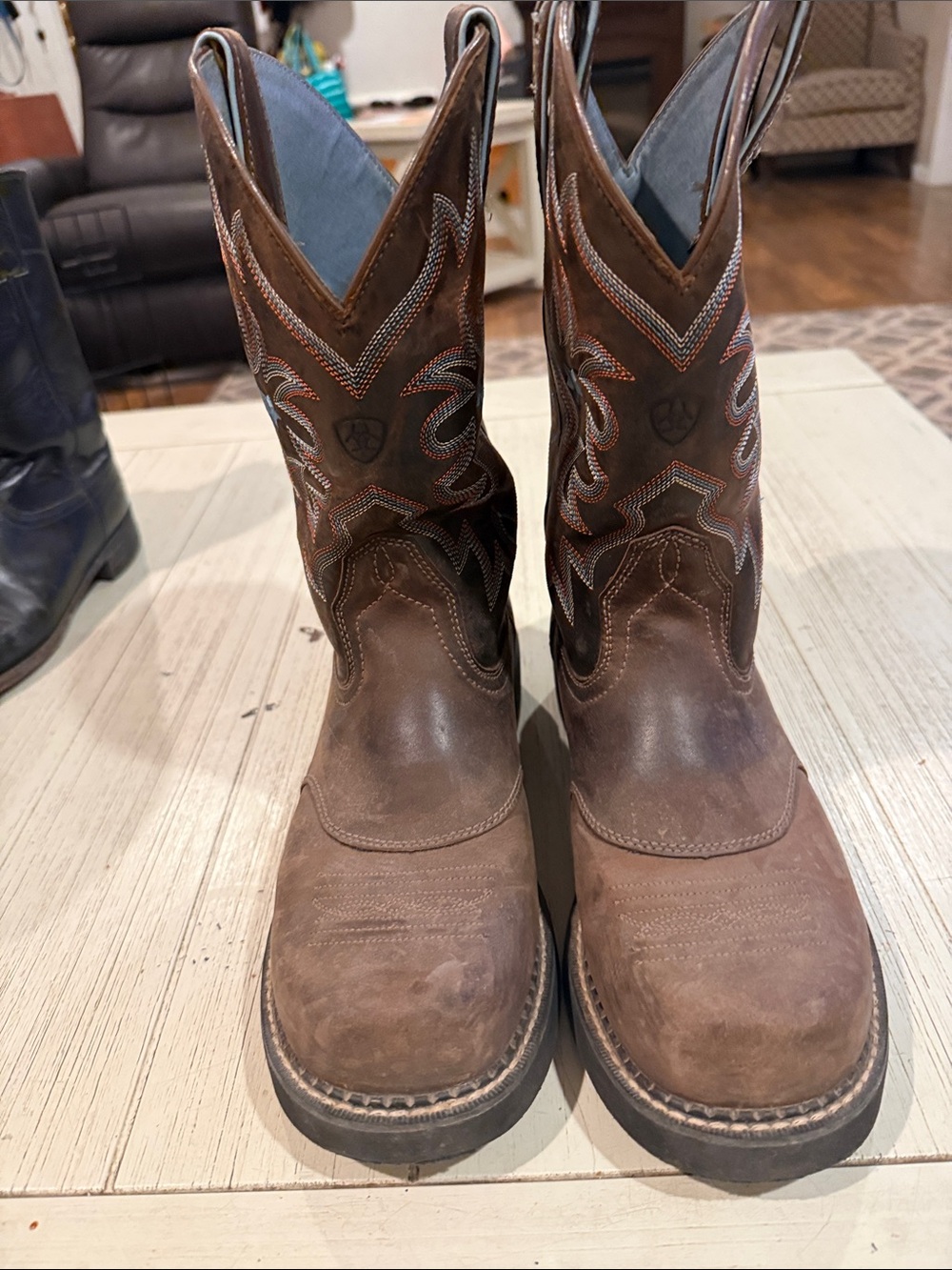 Ariat Brown Embroidered Leather Cowboy Boots